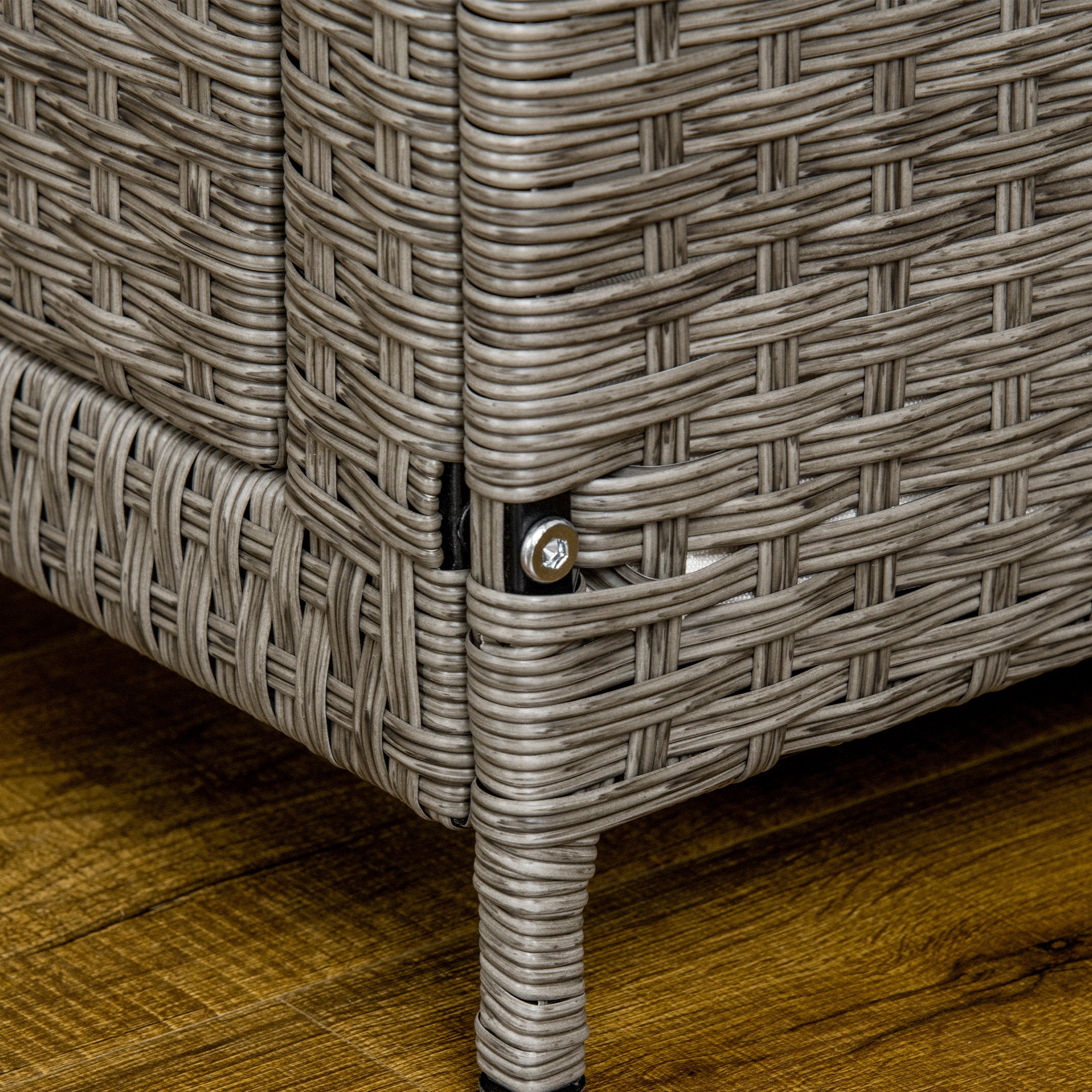 PawHut Rattan Dog Crate, Wicker Dog Cage with Lockable Door and Soft Washable Cushion, Dog Kennel Furniture for Small Sized Dogs, Gray