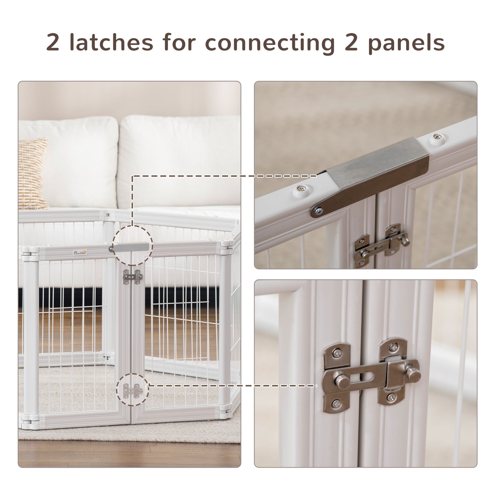 PawHut Dog Playpen, 6 Panels 24.5" Heavy Duty Pet Playpen, Foldable Dog Exercise Pen with Door Indoor Outdoor, White