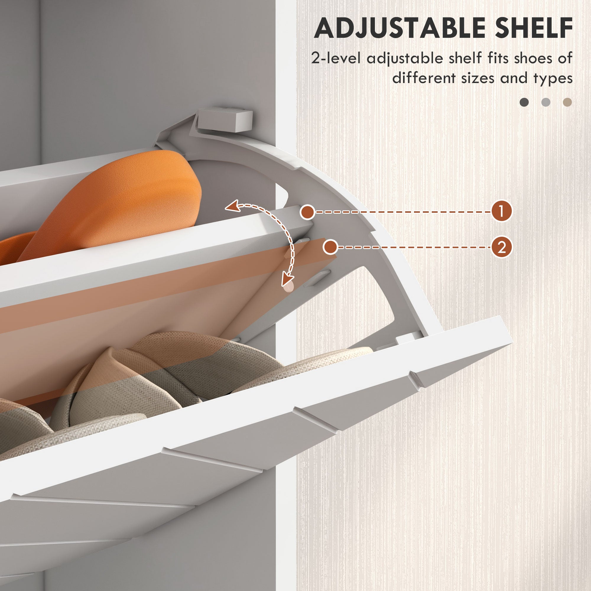 HOMCOM Narrow Shoe Cabinet with 3 Flip Drawers, Slim Shoe Storage Cabinet with Adjustable Shelves, Hairpin Legs and 8 Vents for 18 Pairs of Shoes for Entryway, White