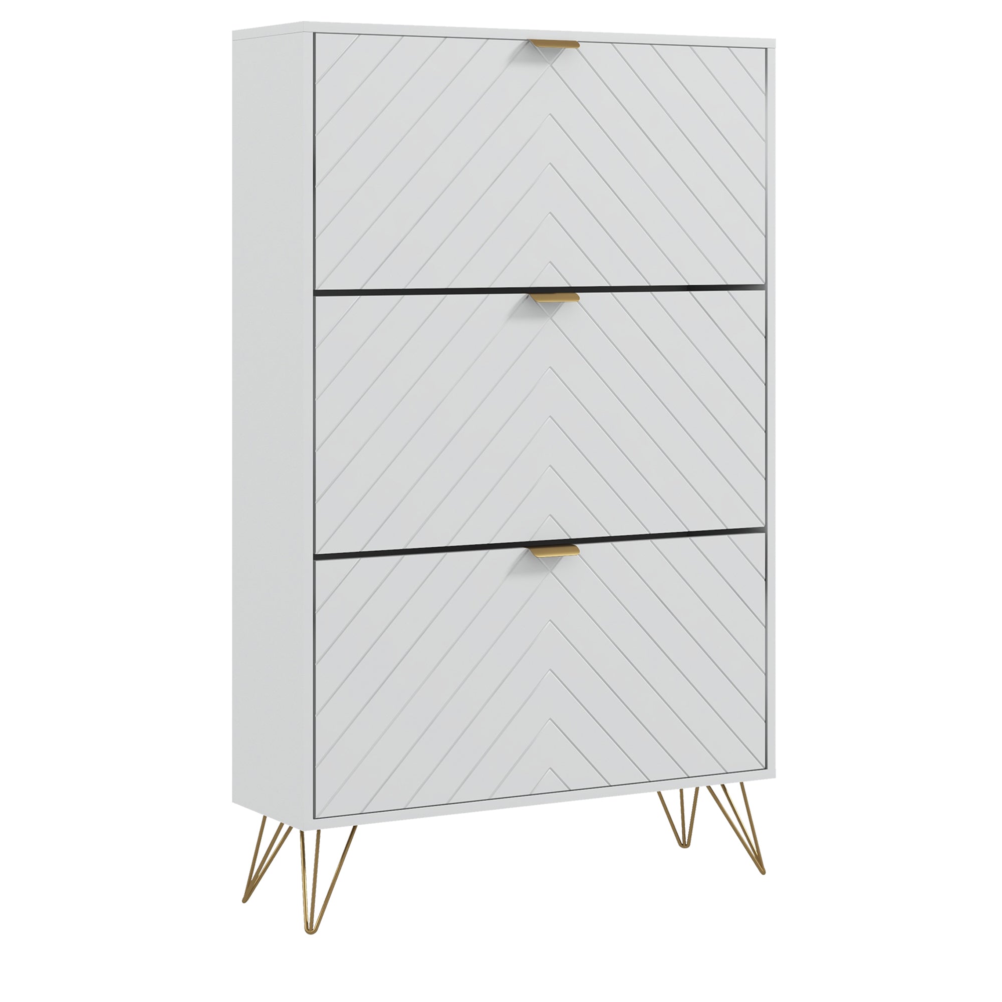 HOMCOM Narrow Shoe Cabinet with 3 Flip Drawers, Slim Shoe Storage Cabinet with Adjustable Shelves, Hairpin Legs and 8 Vents for 18 Pairs of Shoes for Entryway, White