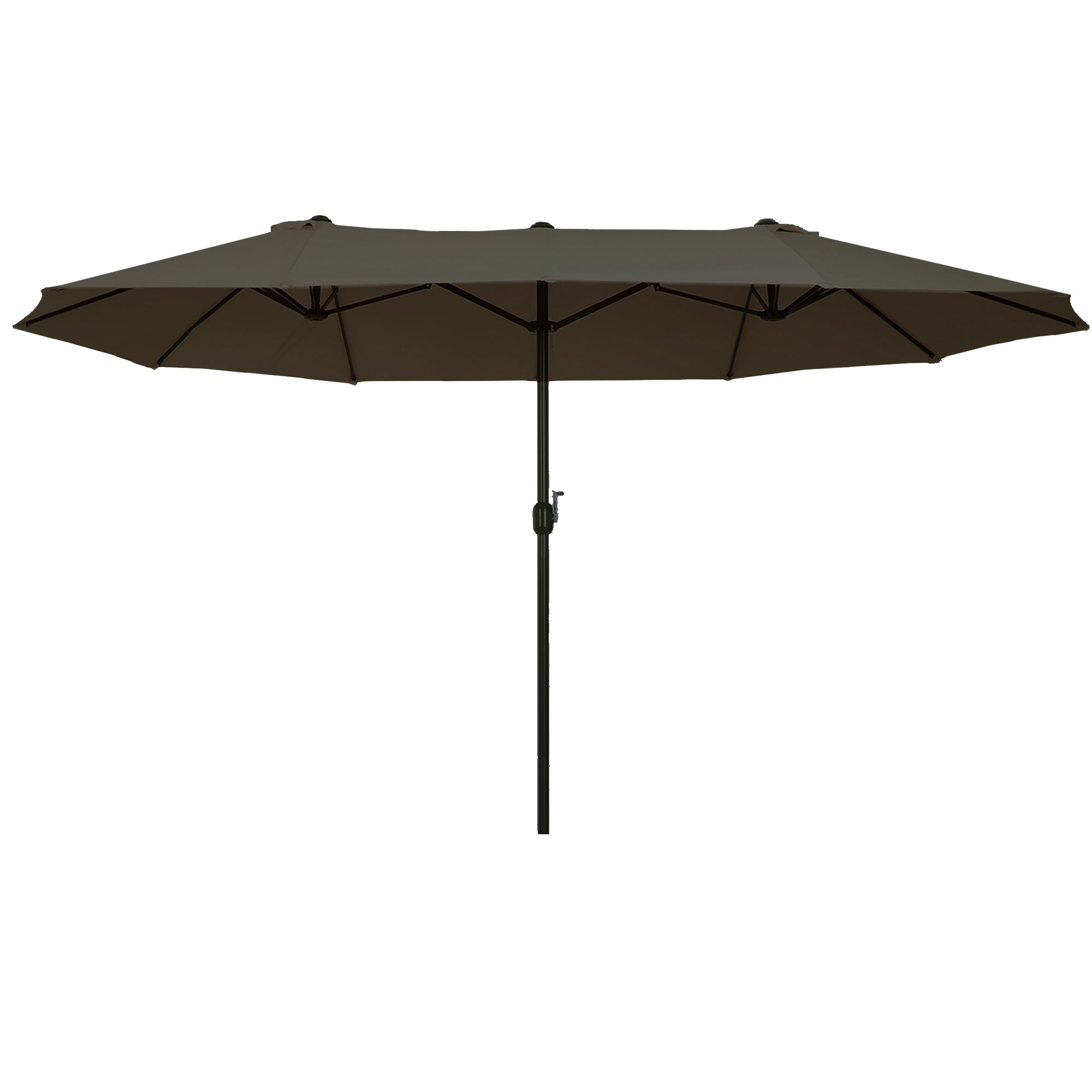 Outsunny 15ft Double-sided Patio Umbrella with Twin Canopy, Extra Large Outdoor Parasol with Crank for Pool, Deck, Market, Grey