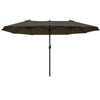 Outsunny 15ft Double-sided Patio Umbrella with Twin Canopy, Extra Large Outdoor Parasol with Crank for Pool, Deck, Market, Grey