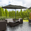 Outsunny 15ft Double-sided Patio Umbrella with Twin Canopy, Extra Large Outdoor Parasol with Crank for Pool, Deck, Market, Grey