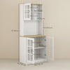 HOMCOM Kitchen Pantry, Buffet with Hutch with 3 Storage Cabinets, 2 Open Shelves and Large Countertop, White