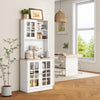 HOMCOM Kitchen Pantry, Buffet with Hutch with 3 Storage Cabinets, 2 Open Shelves and Large Countertop, White