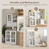 HOMCOM Kitchen Pantry, Buffet with Hutch with 3 Storage Cabinets, 2 Open Shelves and Large Countertop, White