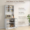 HOMCOM Kitchen Pantry, Buffet with Hutch with 3 Storage Cabinets, 2 Open Shelves and Large Countertop, White