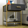HOMCOM Nightstand Set of 2, Modern Bedside Table with Drawer and Shelf, Bedside Cabinets for Bedroom, Black