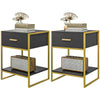 HOMCOM Nightstand Set of 2, Modern Bedside Table with Drawer and Shelf, Bedside Cabinets for Bedroom, Black