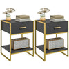 HOMCOM Nightstand Set of 2, Modern Bedside Table with Drawer and Shelf, Bedside Cabinets for Bedroom, Black
