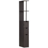 HOMCOM Narrow Bathroom Cabinet, Slim Bathroom Storage Cabinet with Drawers, Cabinet and Open Shelves, Linen Cabinet Space Saving, Brown