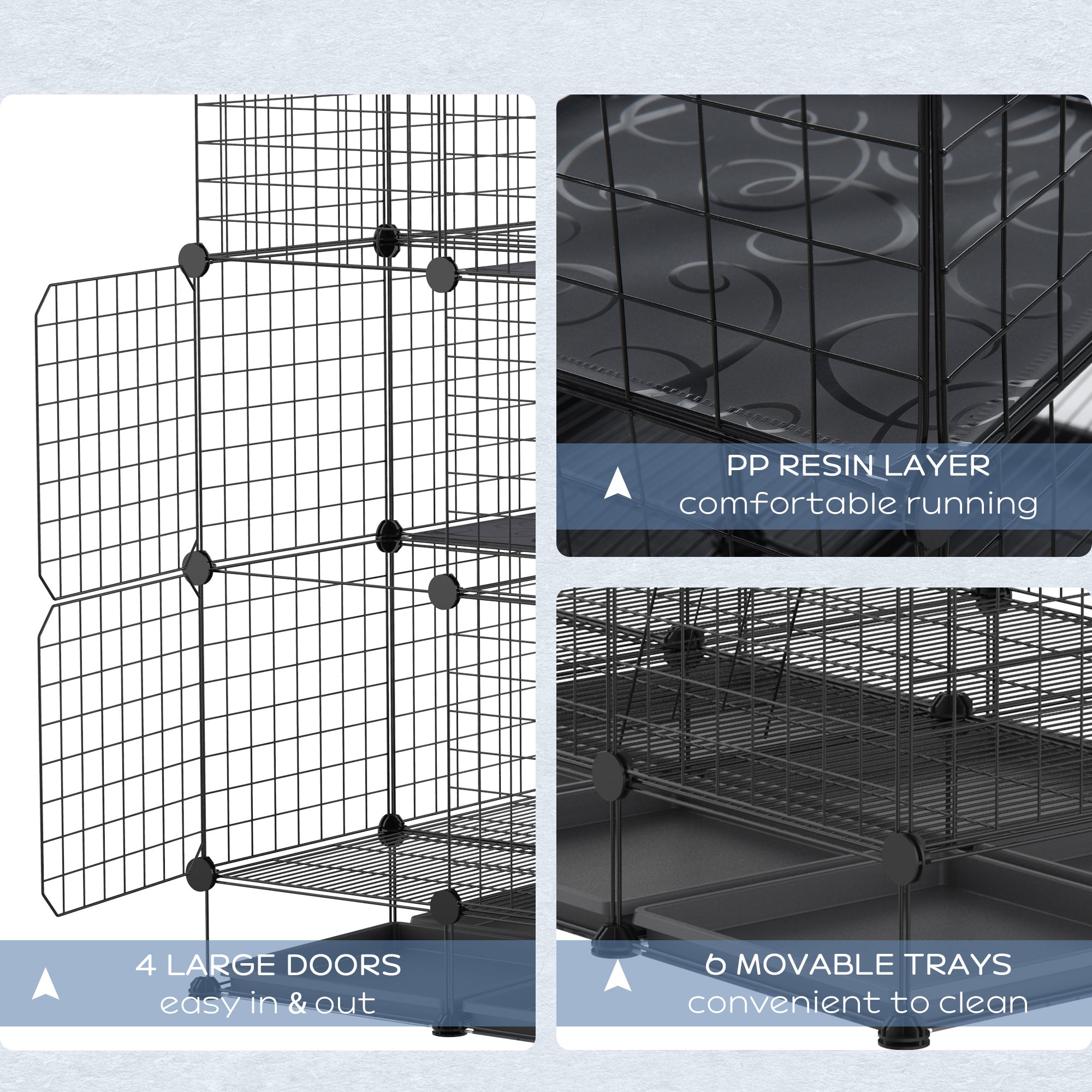 PawHut Rabbit Cage DIY Pet Playpen Small Animal Cage for Hedgehog Bunny Guinea Pig Chinchilla Ferret Kitten with Mallet Connectors and Cable Ties