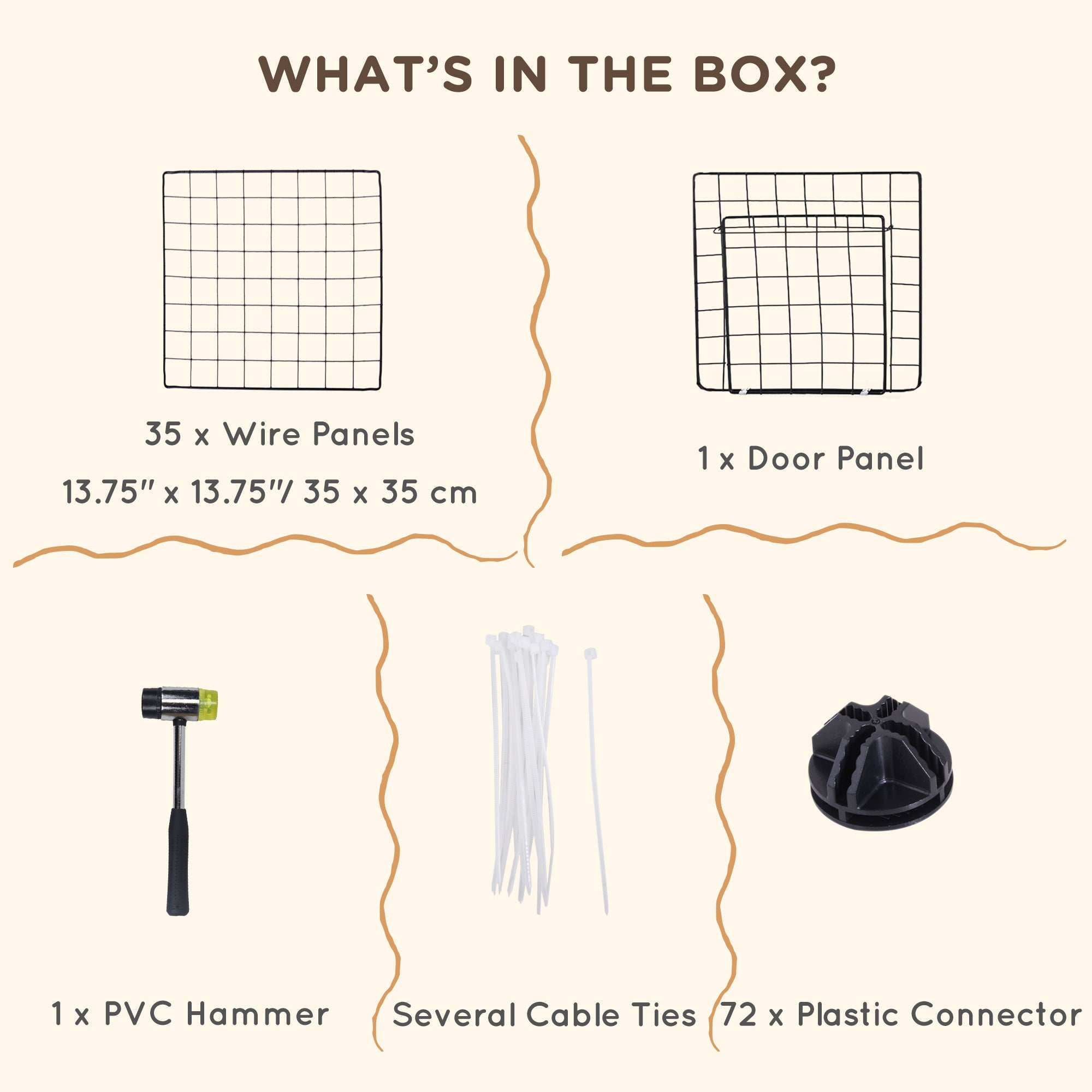 PawHut  Rabbit Cage 36 Panels DIY Pet Playpen Small Animal Cage for Hedgehog Bunny Guinea Pig Chinchilla Ferret Kitten with Mallet Connectors and Cable Ties