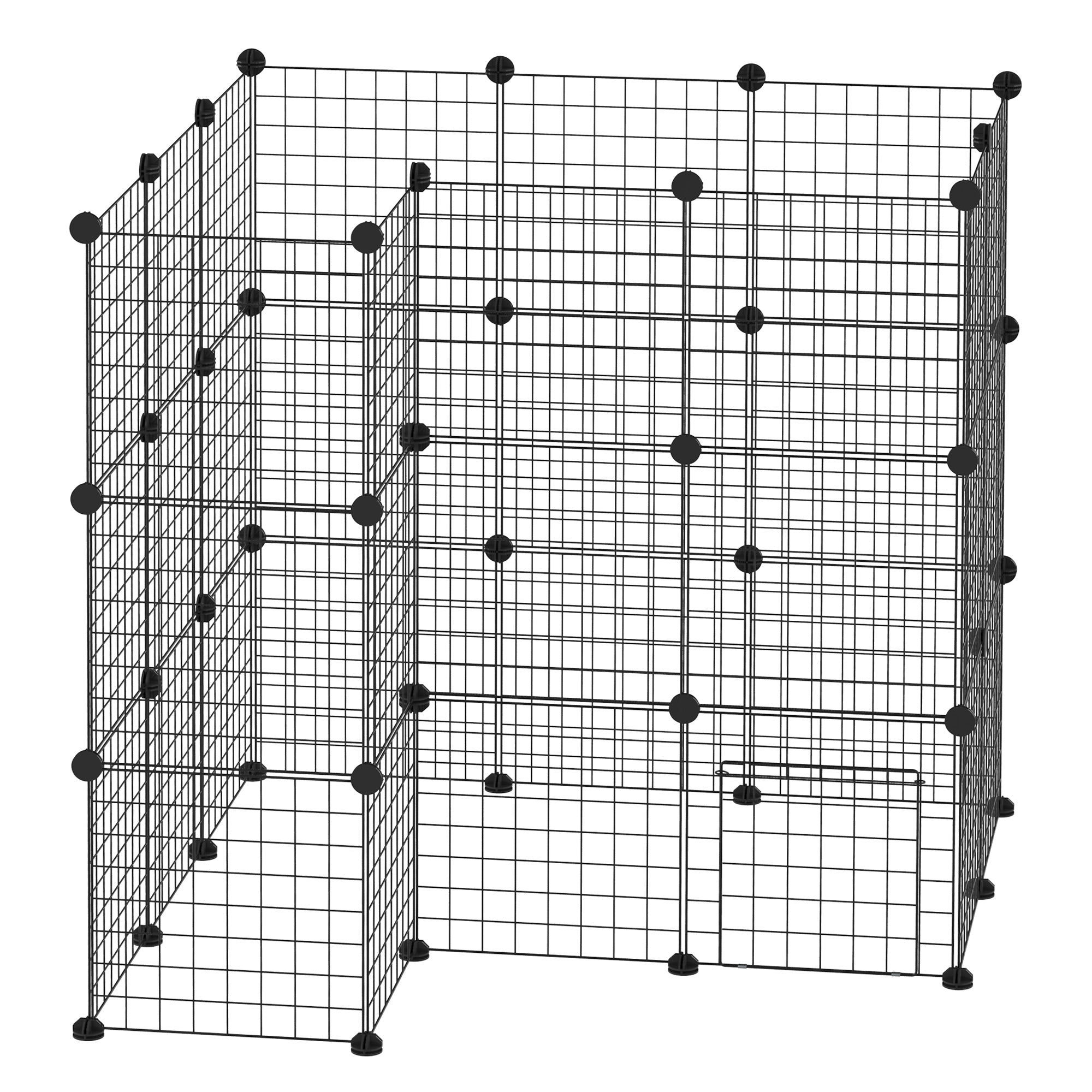 PawHut DIY Pet Playpen Metal Wire Fence Indoor Outdoor Rabbit Small Animals Cage 36 Panel Enclosure Black