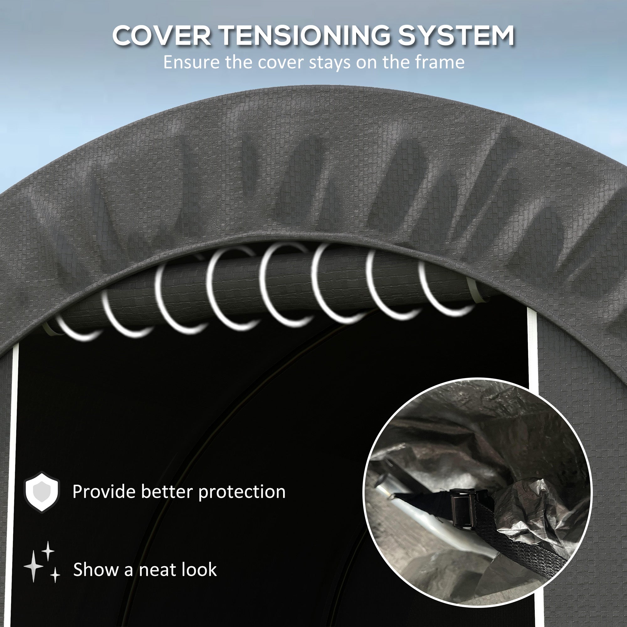 Outsunny 6' x 8' Outdoor Storage Shed Tent, Portable Shed with Galvanised Steel Frame and ZIipper Roll-up Door, Bike Shed Motorcycle Shelter for Patio Garden Tools, Dark Grey