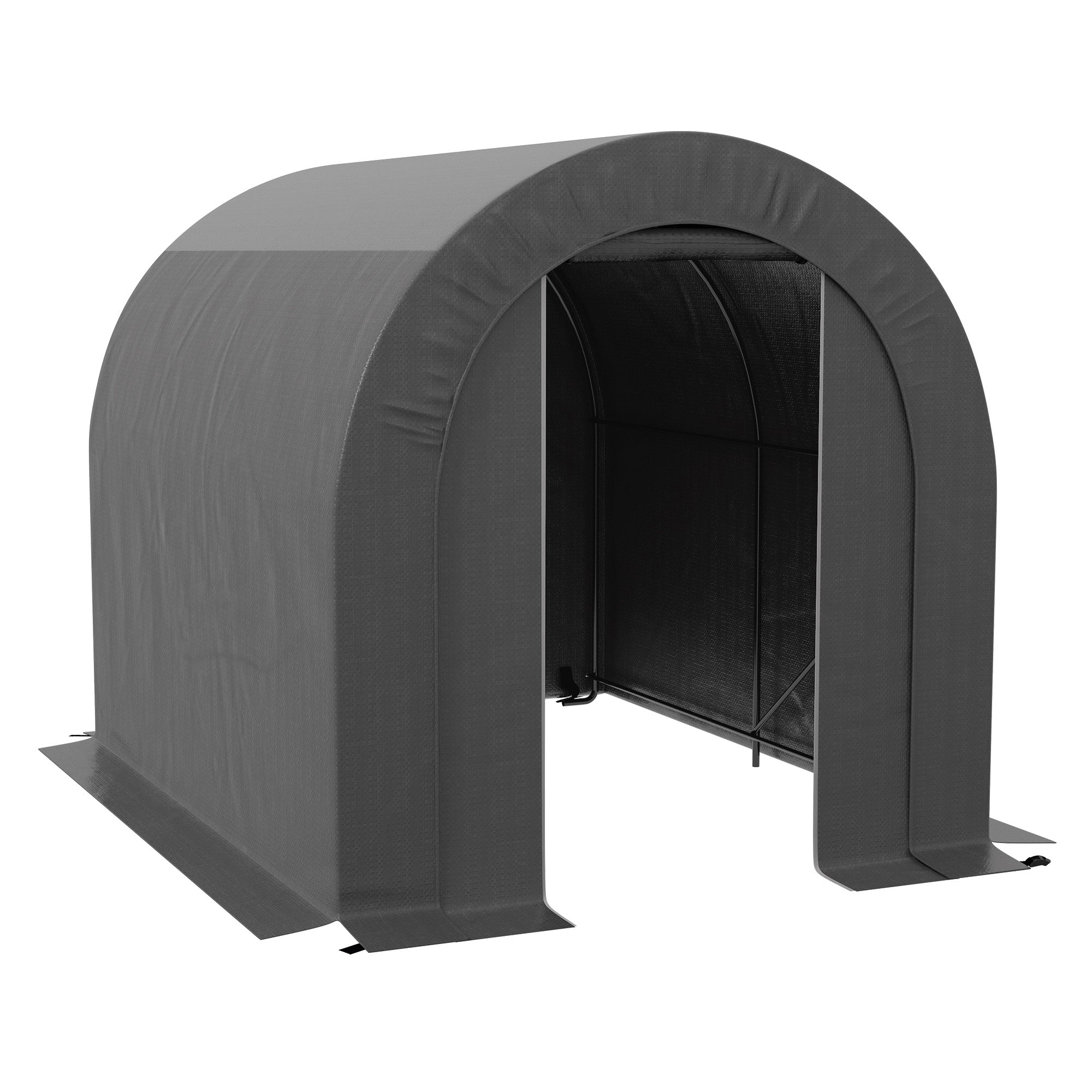 Outsunny 6' x 8' Outdoor Storage Shed Tent, Portable Shed with Galvanised Steel Frame and ZIipper Roll-up Door, Bike Shed Motorcycle Shelter for Patio Garden Tools, Dark Grey