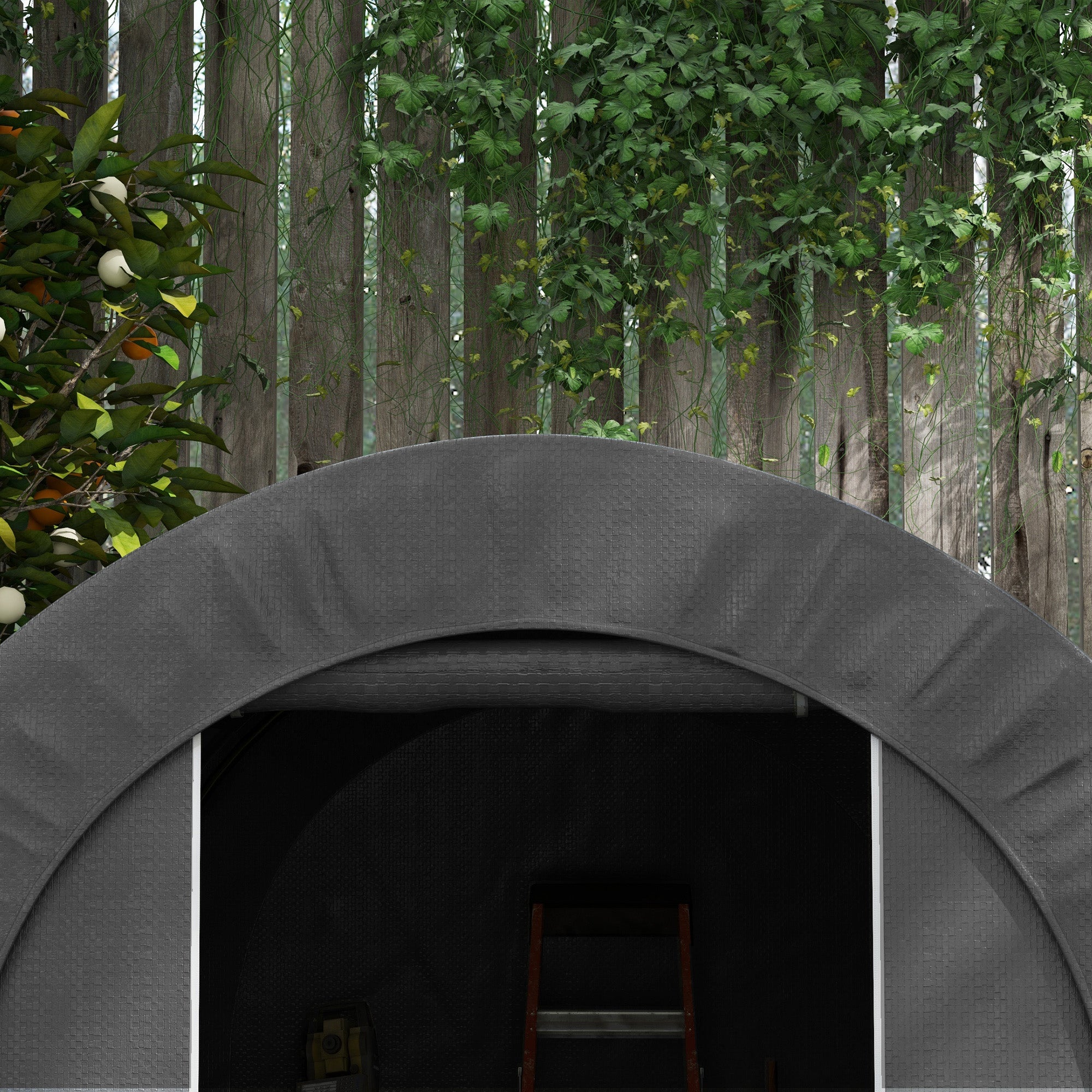 Outsunny 6' x 8' Outdoor Storage Shed Tent, Portable Shed with Galvanised Steel Frame and ZIipper Roll-up Door, Bike Shed Motorcycle Shelter for Patio Garden Tools, Dark Grey