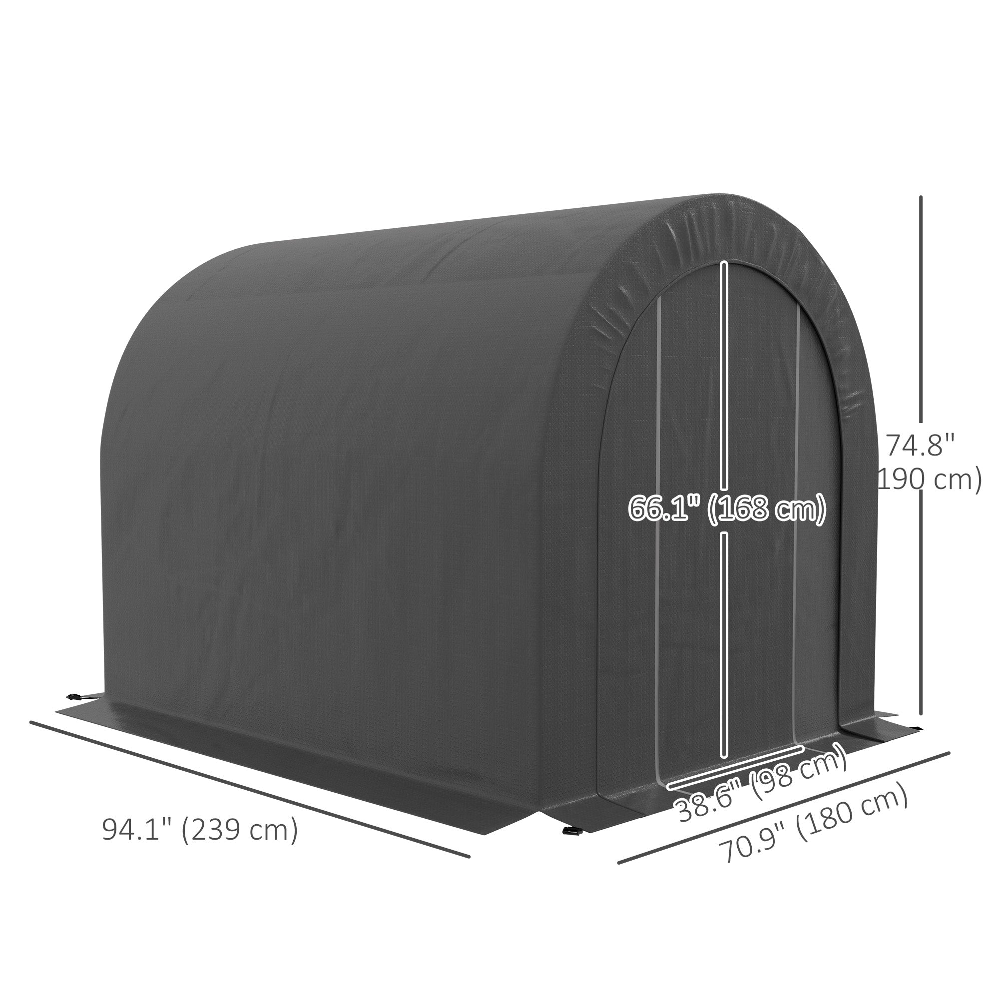 Outsunny 6' x 8' Outdoor Storage Shed Tent, Portable Shed with Galvanised Steel Frame and ZIipper Roll-up Door, Bike Shed Motorcycle Shelter for Patio Garden Tools, Dark Grey