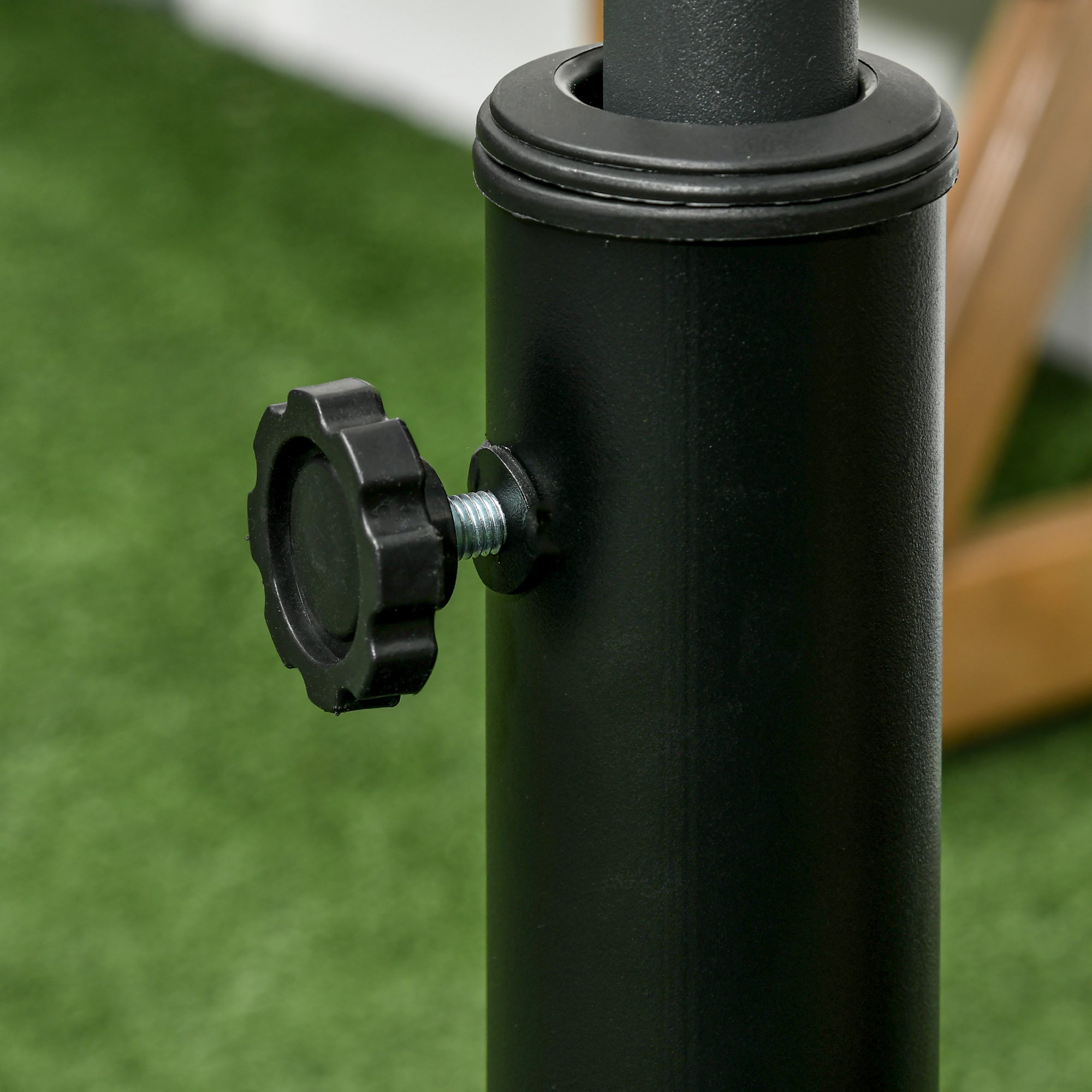 Outsunny Patio Umbrella Base with 4 Lockable Wheels, 51 lb Heavy Duty Market Umbrella Stand with 2 Retractable Handles for Outdoor, Garden, Backyard, Black