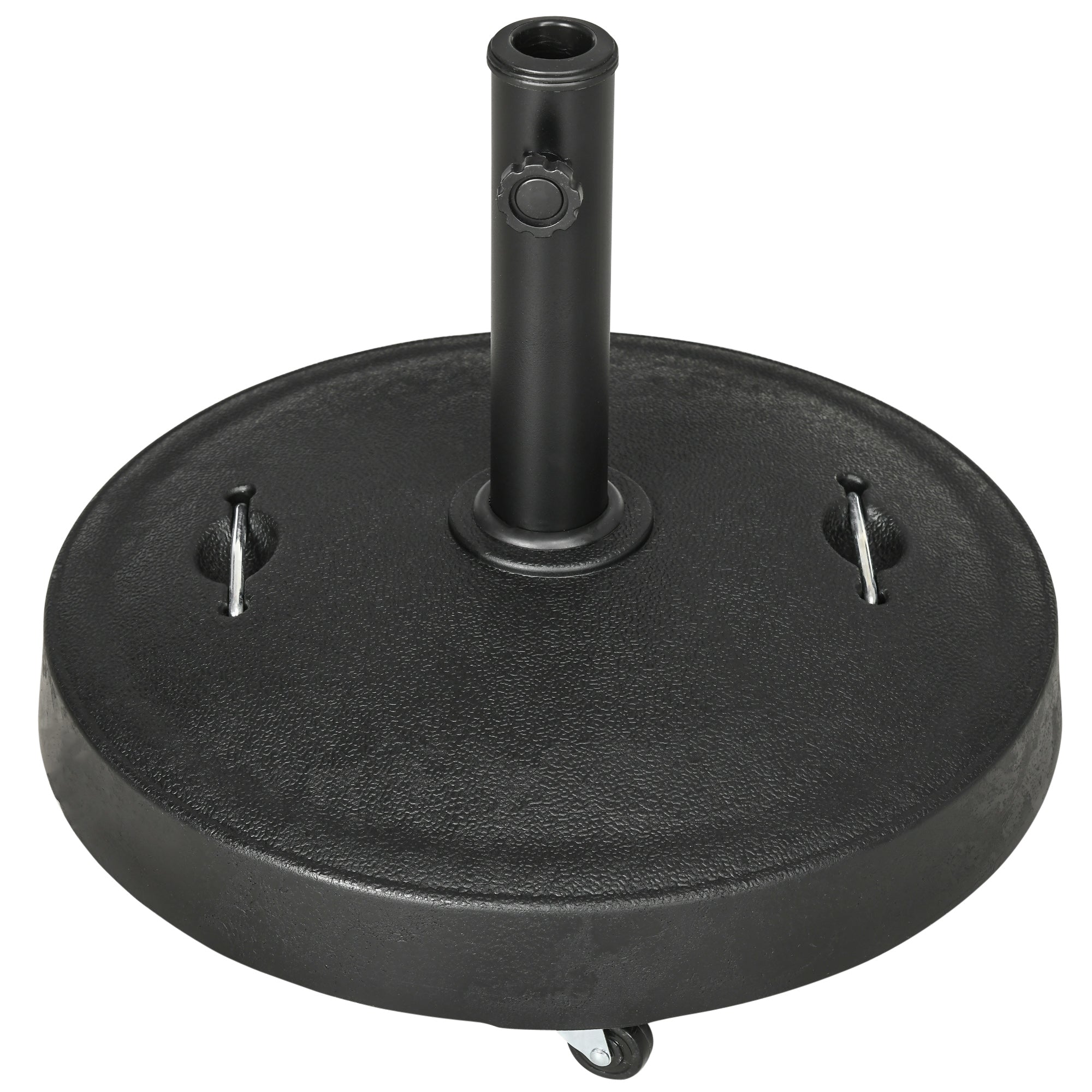 Outsunny Patio Umbrella Base with 4 Lockable Wheels, 51 lb Heavy Duty Market Umbrella Stand with 2 Retractable Handles for Outdoor, Garden, Backyard, Black