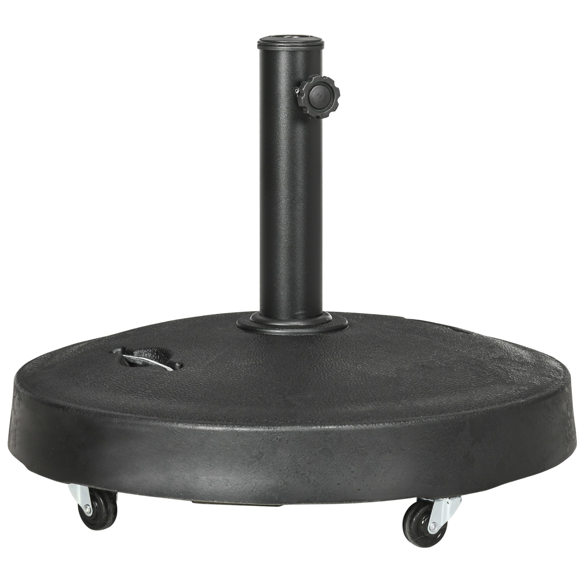 Outsunny Patio Umbrella Base with 4 Lockable Wheels, 51 lb Heavy Duty Market Umbrella Stand with 2 Retractable Handles for Outdoor, Garden, Backyard, Black