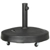 Outsunny Patio Umbrella Base with 4 Lockable Wheels, 51 lb Heavy Duty Market Umbrella Stand with 2 Retractable Handles for Outdoor, Garden, Backyard, Black