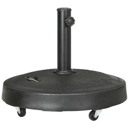 Outsunny Patio Umbrella Base with 4 Lockable Wheels, 51 lb Heavy Duty Market Umbrella Stand with 2 Retractable Handles for Outdoor, Garden, Backyard, Black