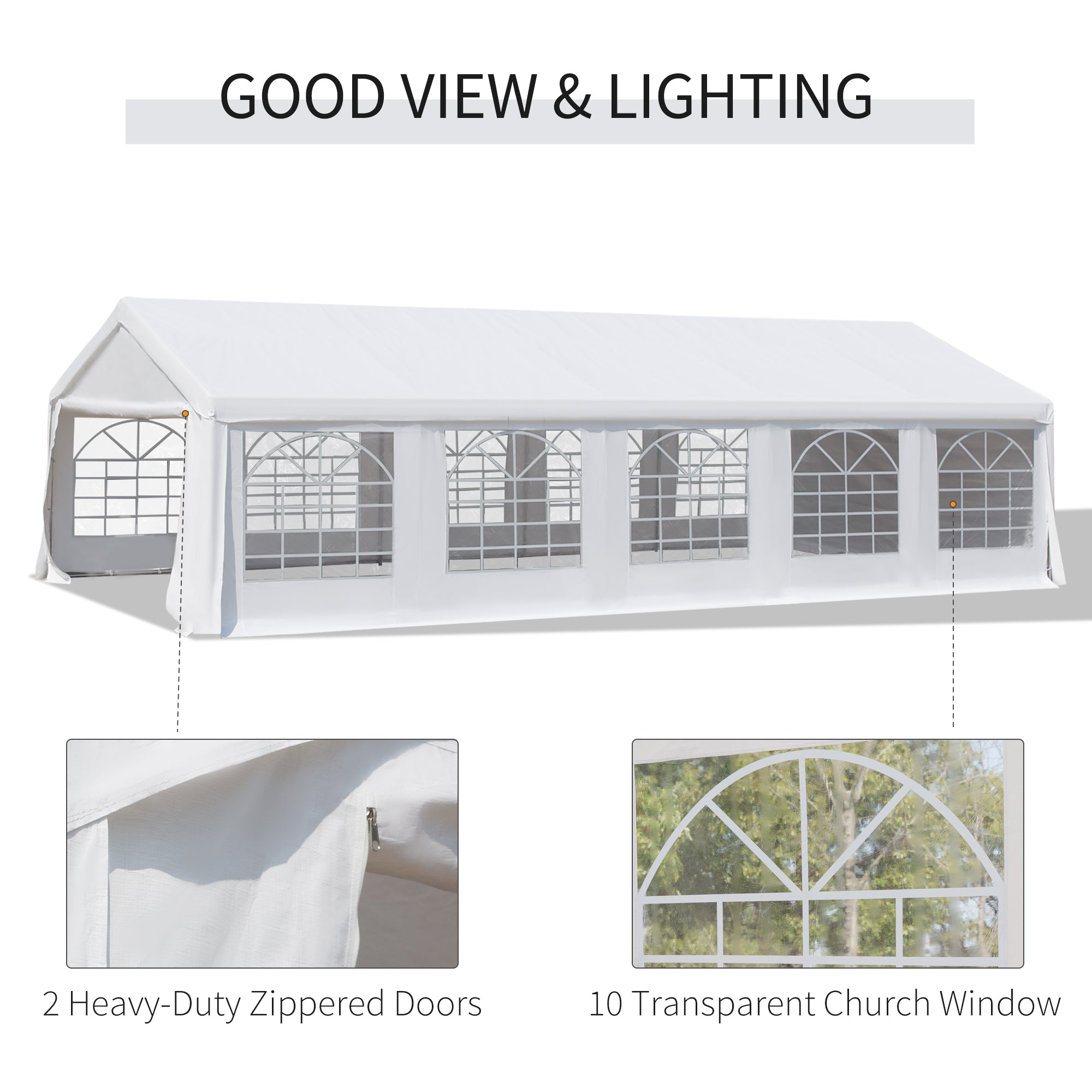 Outsunny 16'x32' Large Party Tent & Carport with Removable Sidewalls and Windows, Portable Garage Canopy Tent, Sun Shade Shelter, for Parties, Wedding, Outdoor Events, White