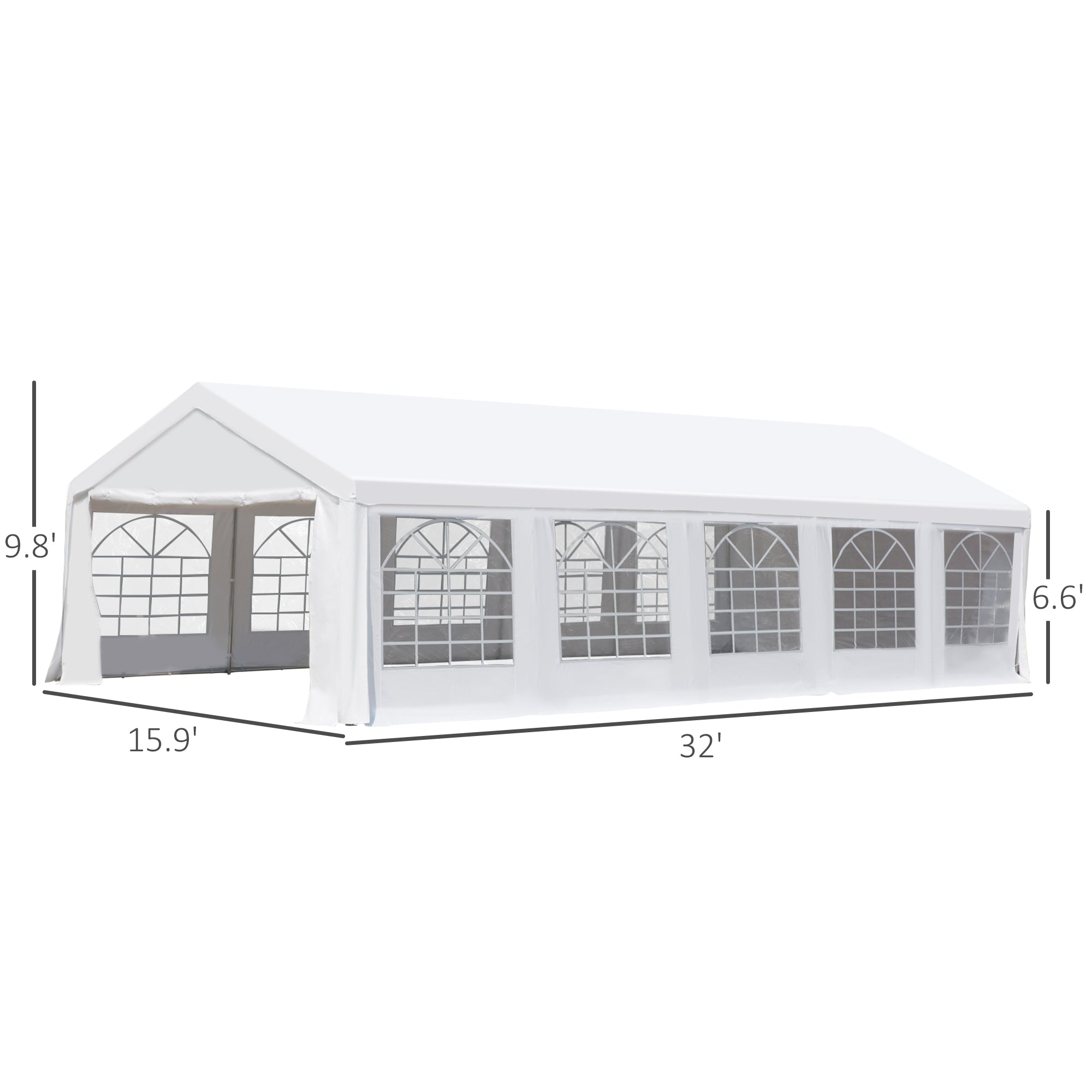 Outsunny 16'x32' Large Party Tent & Carport with Removable Sidewalls and Windows, Portable Garage Canopy Tent, Sun Shade Shelter, for Parties, Wedding, Outdoor Events, White