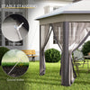 Outsunny 13' x 13' Pop Up Canopy Tent with Netting and Carry Bag, Instant Sun Shelter, Hexagon Tents for Parties, Outdoor, Garden, Patio, Coffee and Beige