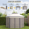 Outsunny 13' x 13' Pop Up Canopy Tent with Netting and Carry Bag, Instant Sun Shelter, Hexagon Tents for Parties, Outdoor, Garden, Patio, Coffee and Beige