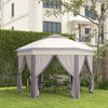 Outsunny 13' x 13' Pop Up Canopy Tent with Netting and Carry Bag, Instant Sun Shelter, Hexagon Tents for Parties, Outdoor, Garden, Patio, Coffee and Beige