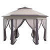 Outsunny 13' x 13' Pop Up Canopy Tent with Netting and Carry Bag, Instant Sun Shelter, Hexagon Tents for Parties, Outdoor, Garden, Patio, Coffee and Beige