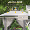 Outsunny 13' x 13' Pop Up Canopy Tent with Netting and Carry Bag, Instant Sun Shelter, Hexagon Tents for Parties, Outdoor, Garden, Patio, Coffee and Beige