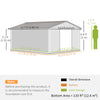 Outsunny 11' x 13' Garden Storage Shed with Foundation Kit, Metal Tool Storage House with Double Doors for Outdoor Patio Yard, White
