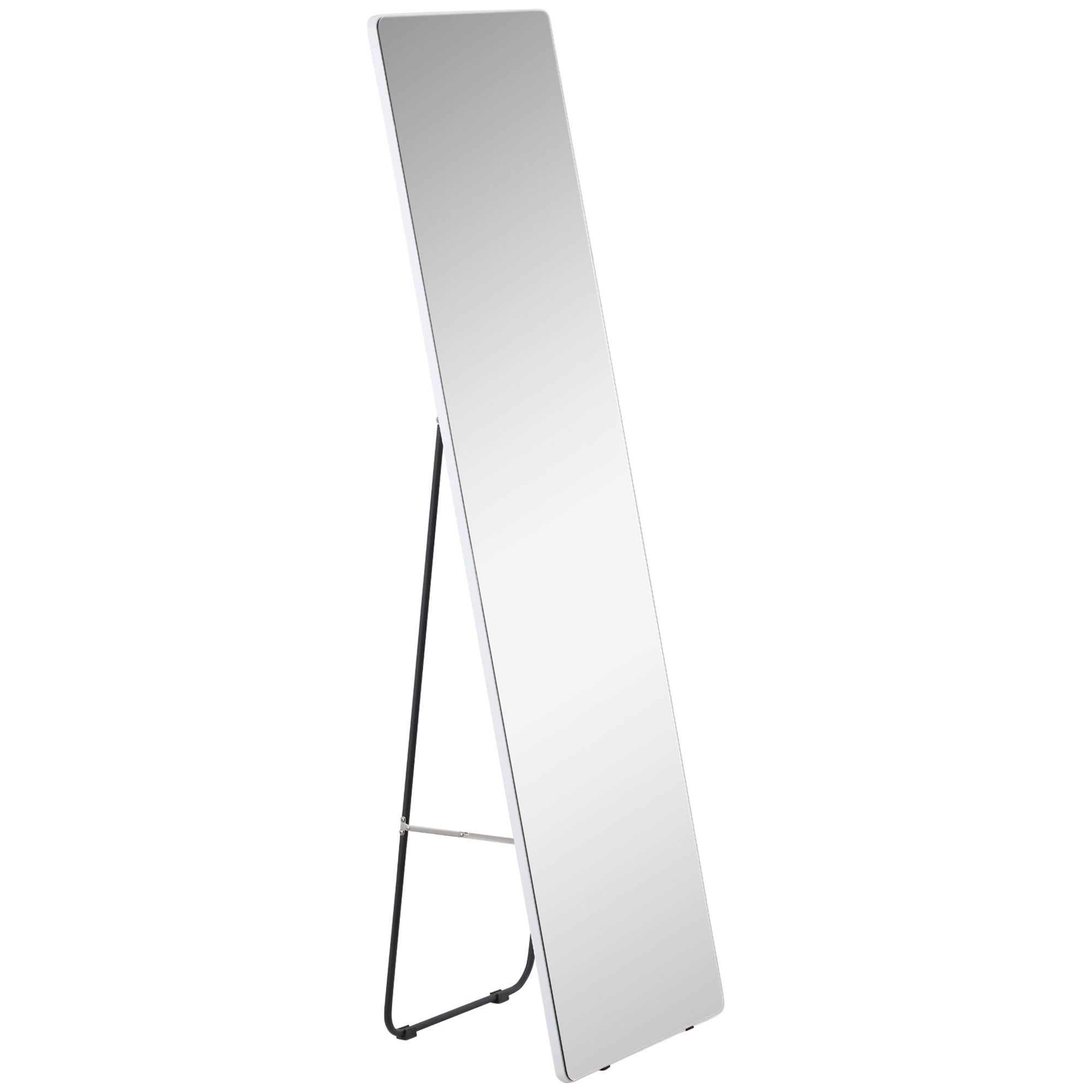HOMCOM 63"x18" Full Length Mirror, Floor Standing, Wall-Mounted or Leaning Against Wall Tall Mirror with Support Frame, Rectangular Full Body Mirror for Bedroom, Living Room, Silver