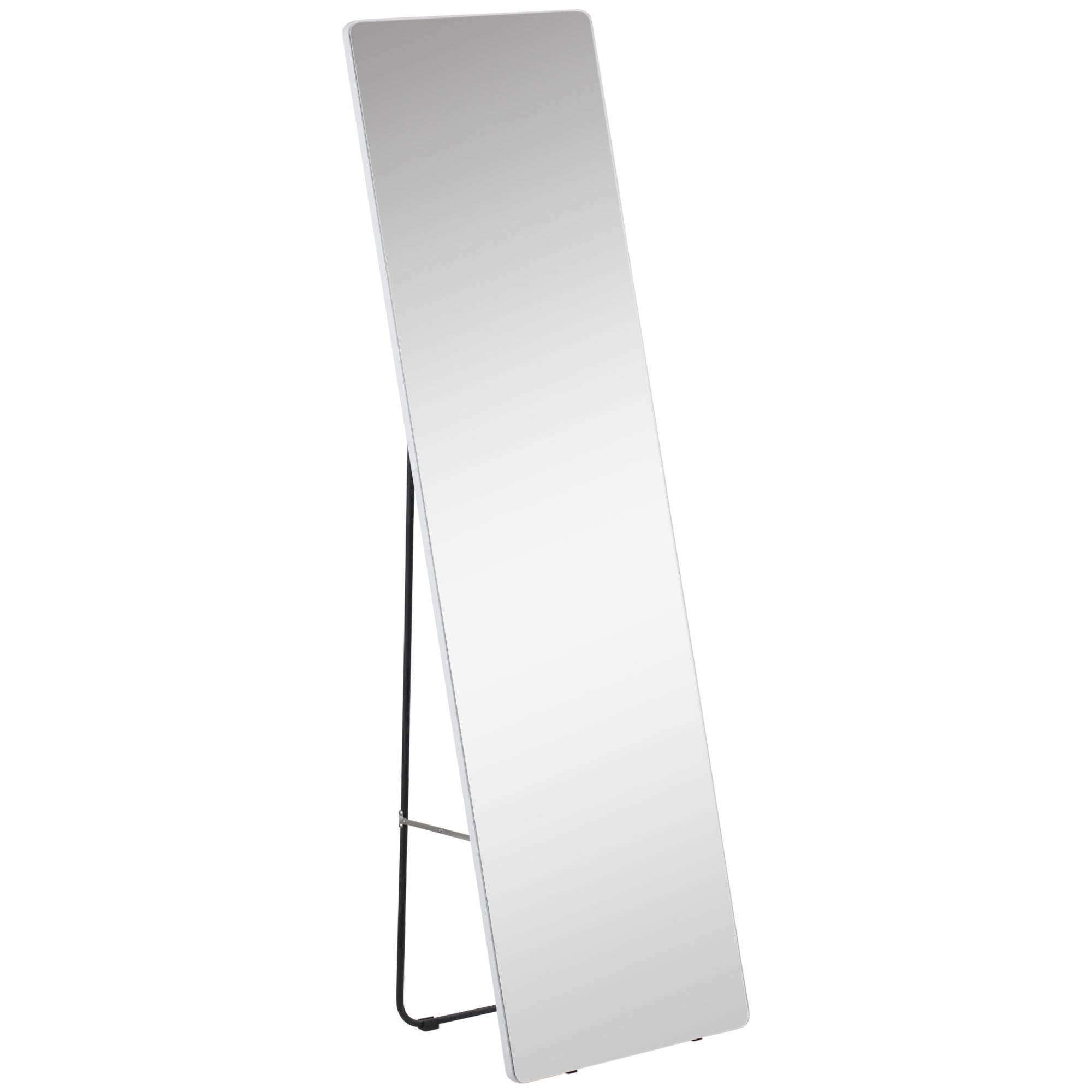 HOMCOM 63"x18" Full Length Mirror, Floor Standing, Wall-Mounted or Leaning Against Wall Tall Mirror with Support Frame, Rectangular Full Body Mirror for Bedroom, Living Room, Silver