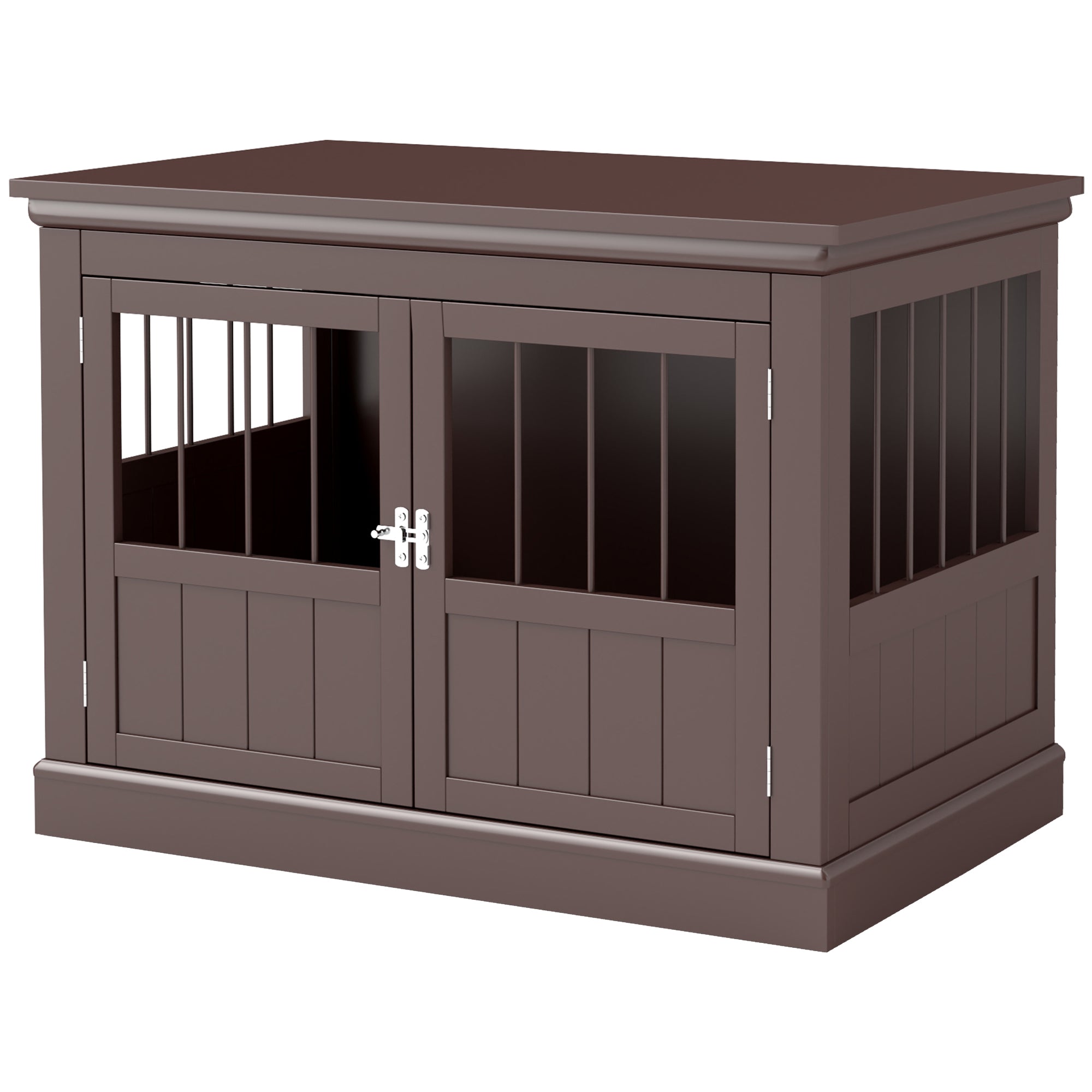 PawHut Dog Crate Furniture, 31" Dog Kennel Side End Table with Three Doors, Indoor Dog Cage for Small Dogs, Coffee