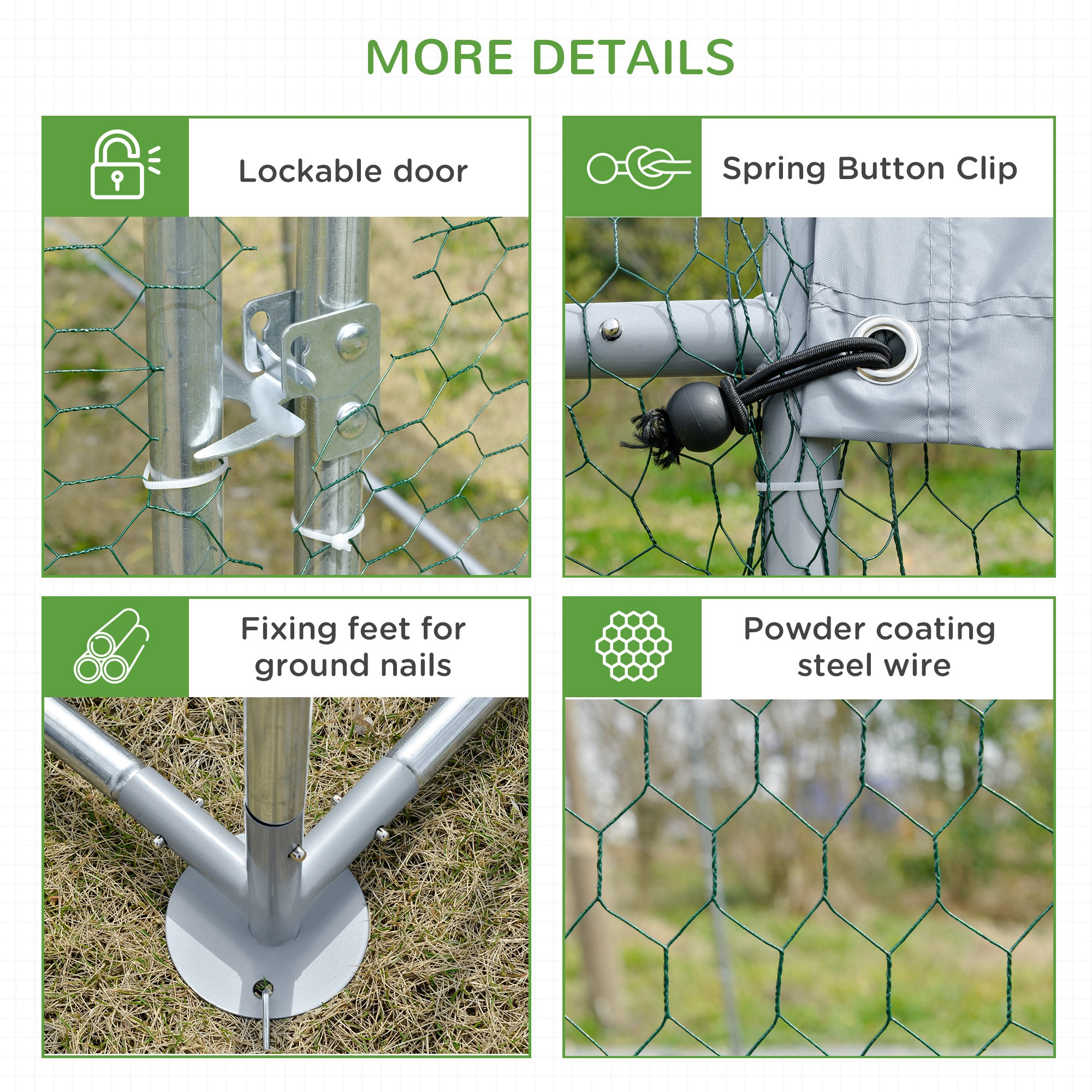 PawHut Galvanized Large Metal Chicken Coop Cage Walk-in Enclosure Poultry Hen Run House Playpen Rabbit Hutch with Cover for Outdoor Backyard 9.2' x 6.2' x 6.5' Silver