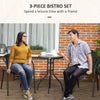Outsunny 3 Pieces Wicker Patio Furniture Set, Rattan Bistro Set with Coffee Table and Stackable Chairs, Outdoor Conversation Set for Garden, Porch, Balcony, Black