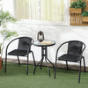 Outsunny 3 Pieces Wicker Patio Furniture Set, Rattan Bistro Set with Coffee Table and Stackable Chairs, Outdoor Conversation Set for Garden, Porch, Balcony, Black