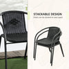 Outsunny 3 Pieces Wicker Patio Furniture Set, Rattan Bistro Set with Coffee Table and Stackable Chairs, Outdoor Conversation Set for Garden, Porch, Balcony, Black