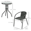 Outsunny 3 Pieces Wicker Patio Furniture Set, Rattan Bistro Set with Coffee Table and Stackable Chairs, Outdoor Conversation Set for Garden, Porch, Balcony, Black