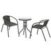 Outsunny 3 Pieces Wicker Patio Furniture Set, Rattan Bistro Set with Coffee Table and Stackable Chairs, Outdoor Conversation Set for Garden, Porch, Balcony, Black