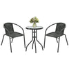 Outsunny 3 Pieces Wicker Patio Furniture Set, Rattan Bistro Set with Coffee Table and Stackable Chairs, Outdoor Conversation Set for Garden, Porch, Balcony, Black