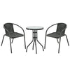 Outsunny 3 Pieces Wicker Patio Furniture Set, Rattan Bistro Set with Coffee Table and Stackable Chairs, Outdoor Conversation Set for Garden, Porch, Balcony, Black