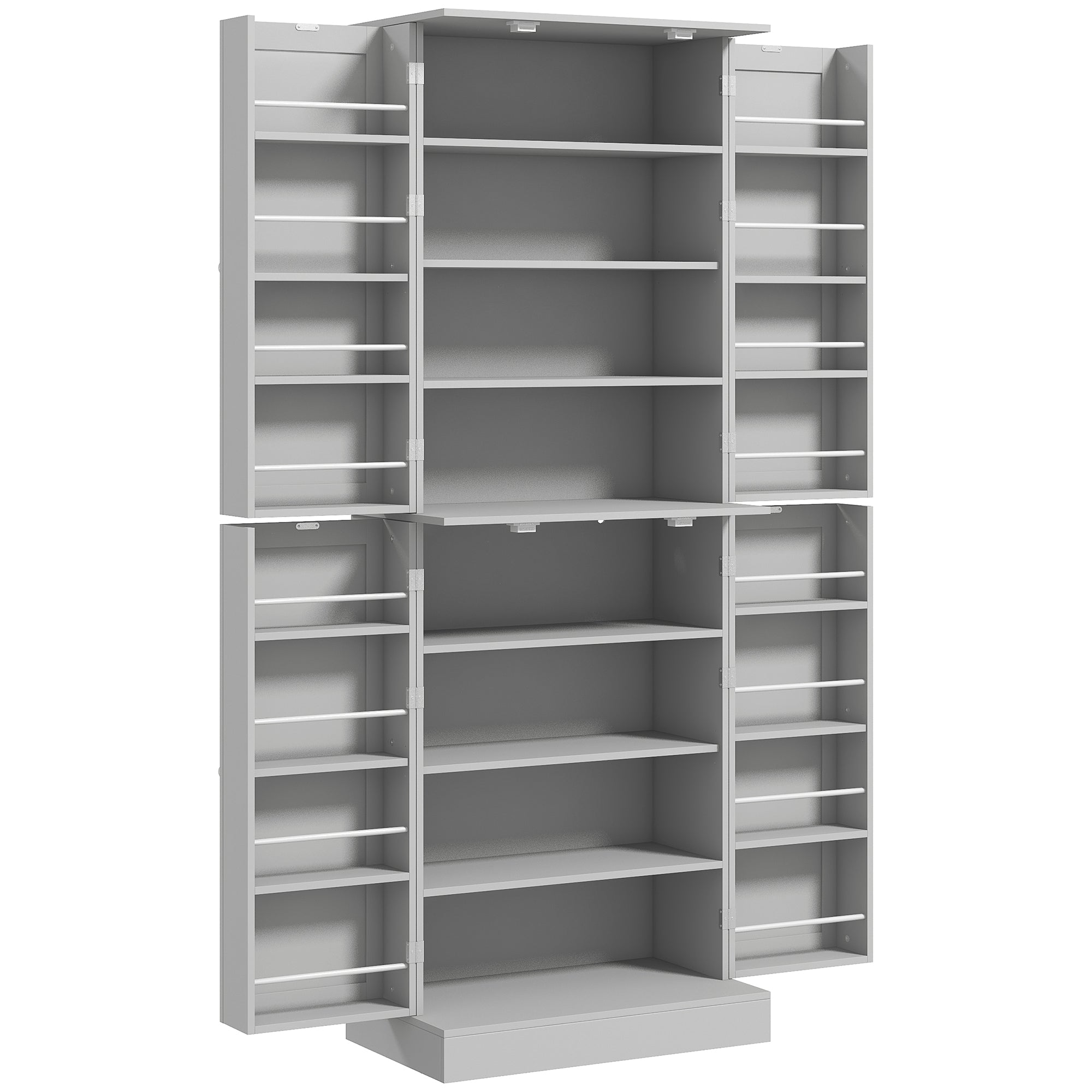 HOMCOM 65" Kitchen Pantry Cabinet, Modern Storage Cabinet with Doors and Shelves, Freestanding Cupboard for Dining Room, Gray