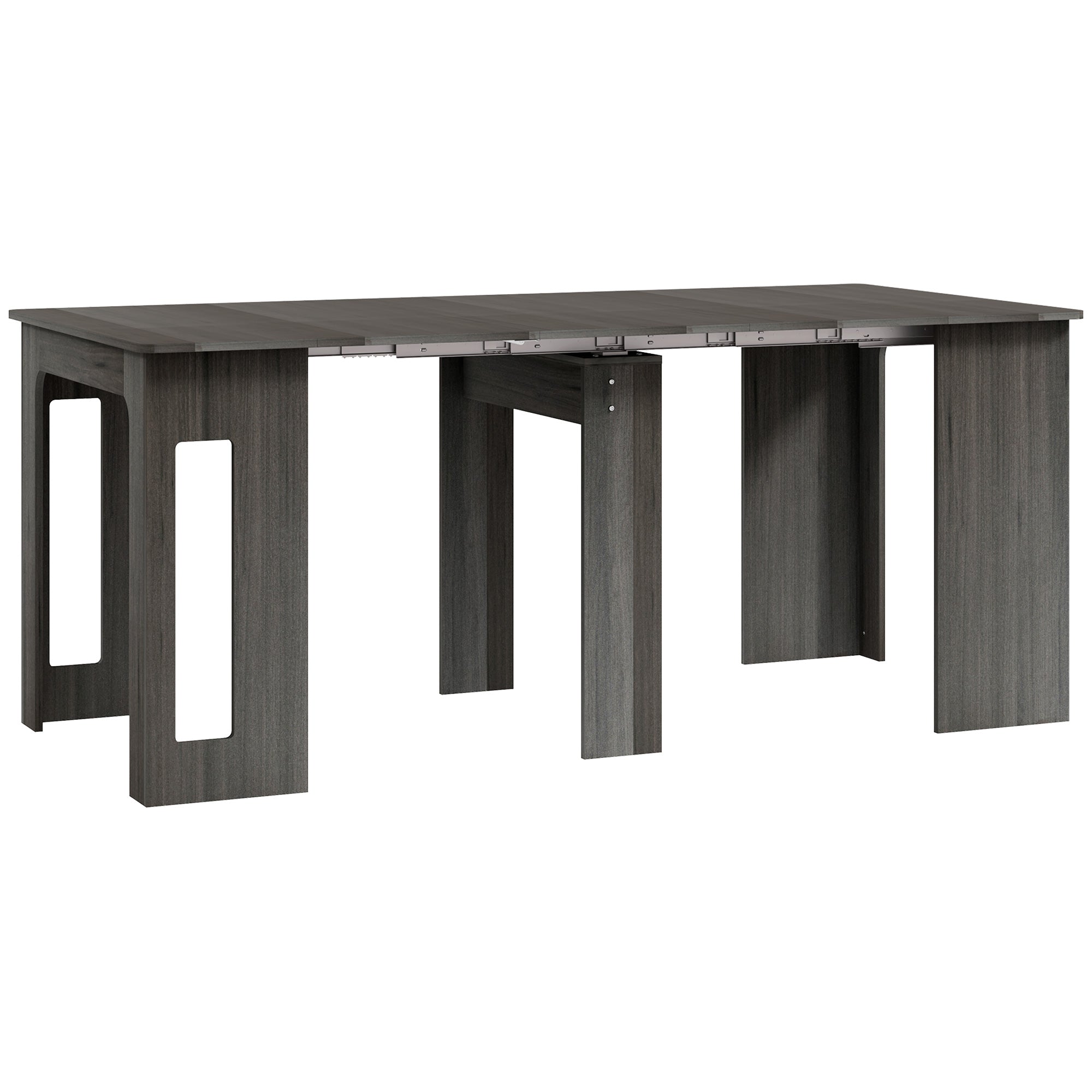 HOMCOM Foldable Table, Extendable Dining Table, Kitchen Table for Small Spaces, Seats up to 6 People, Grey