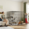 PawHut DIY Large Cat Cage Indoor, Catio Pet Playpen with Platforms, Ramps, Kitten Exercise Place for 1-3 Cats, Bunnies, 55 x 55 x 55in, 87 Panels, Black