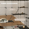 PawHut DIY Large Cat Cage Indoor, Catio Pet Playpen with Platforms, Ramps, Kitten Exercise Place for 1-3 Cats, Bunnies, 55 x 55 x 55in, 87 Panels, Black